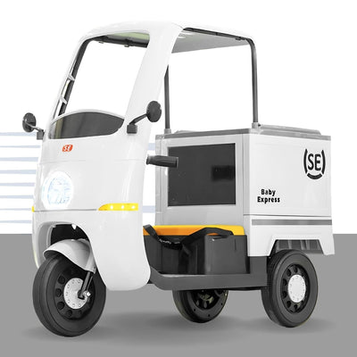Baby Moo Smart Ride on 3-Wheeler Electric Van - 12V Rechargeable Battery-Powered Transport Vehicle with Music & Lights - White