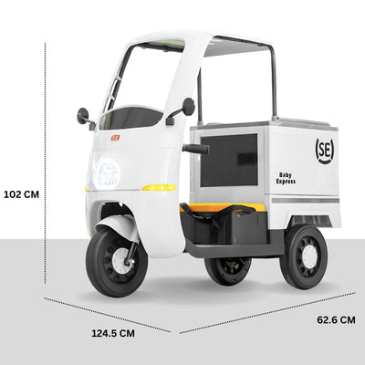 Baby Moo Smart Ride on 3-Wheeler Electric Van - 12V Rechargeable Battery-Powered Transport Vehicle with Music & Lights - White
