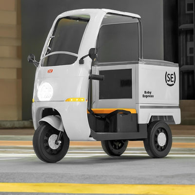 Baby Moo Smart Ride on 3-Wheeler Electric Van - 12V Rechargeable Battery-Powered Transport Vehicle with Music & Lights - White