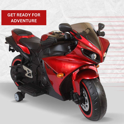 Baby Moo R1 Electric Ride-On Bike For Kids | Rechargeable Battery-Powered Toy With Led Lights, Music, And Usb Port | Battery Operated Bike 2 To 8 Years - Red