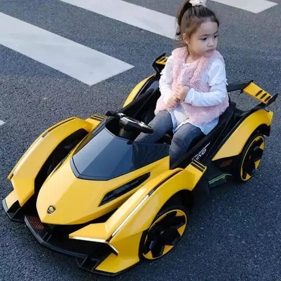 Baby Moo Lambo Ride-On Sports Car | 12V Kids Electric Toy Vehicle | Parental Remote Control | USB MP3 Player | Ages 1-6 - Yellow