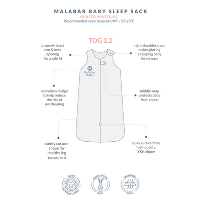 Malabar Baby Greenwich Wearable Baby Sleep Sack - 2.2 TOG