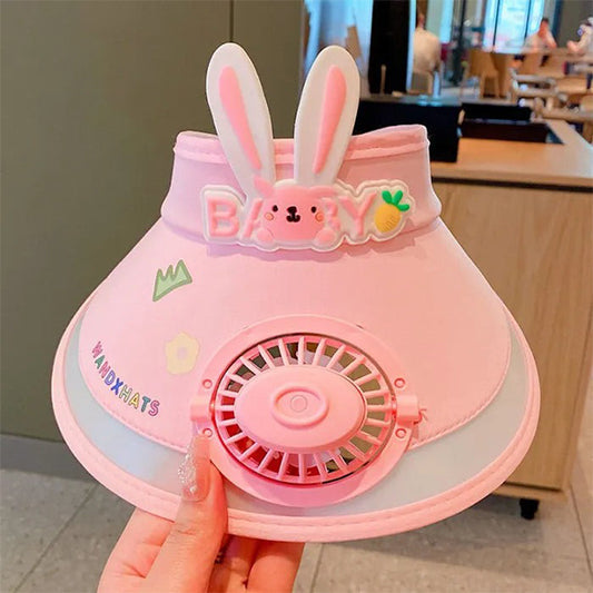 Stay Cool and Stylish with our Animal-Themed Summer Sun Visor Cap: Adjustable Strap and Built-in Fan