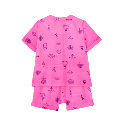 The Baby Atelier Pajama Shorts Set - Pink Line Drawing