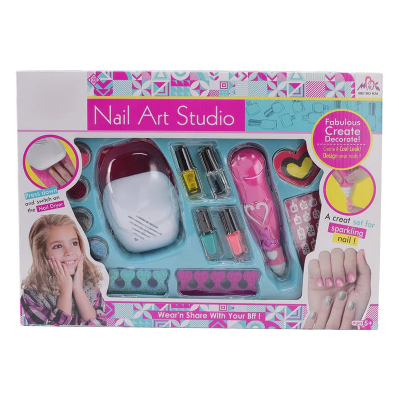Nail glam Polish Makeup Sets for Kids with Nail Dryer for your Baby Girl 15 pcs set