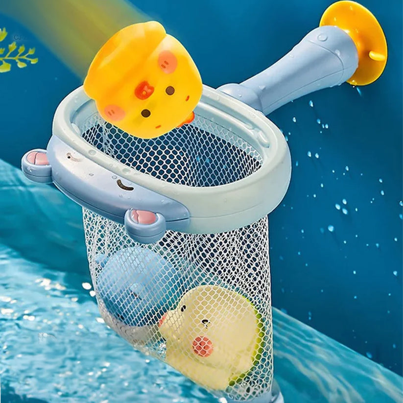 Bathtub water play floating squirt silicone animal scoop net swimming baby bath toys