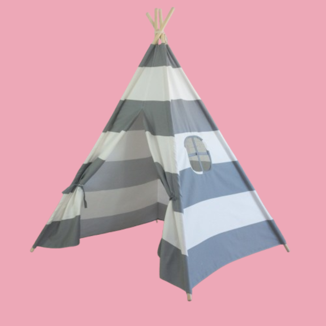 Tent/Tepee - Grey and White Striped