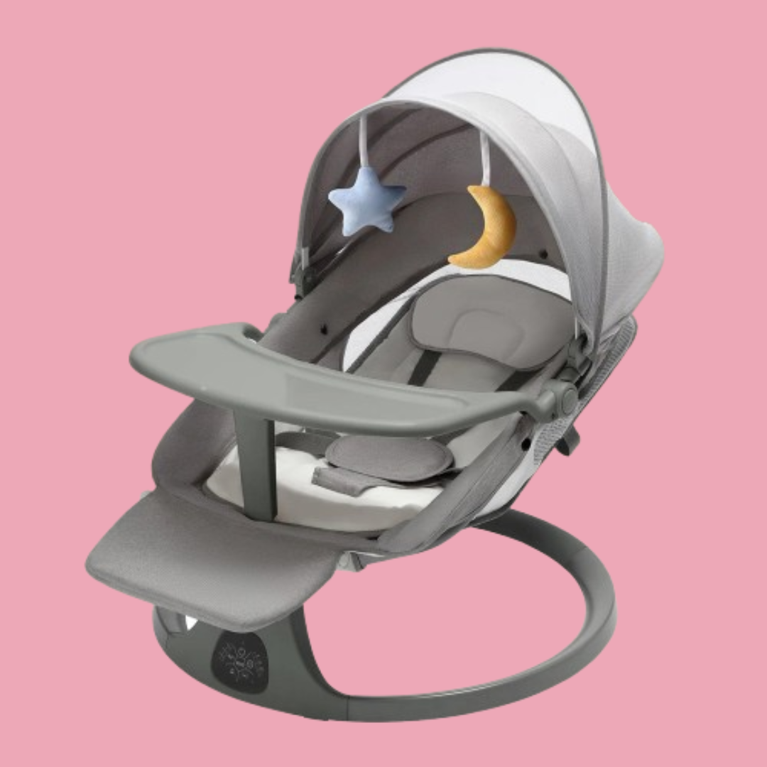 Baby Swing for Infants, Bluetooth Infant Swing with Music Speaker, Bluetooth Remote Control Timing Function with 5 Speeds, 4 Seat Positions,10 Music, 5 Point Harness Belt, recliner