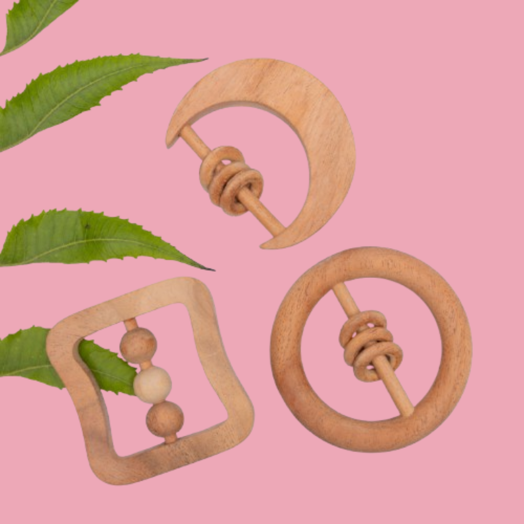 Ariro Neem Wood Rattles (Set of 3)