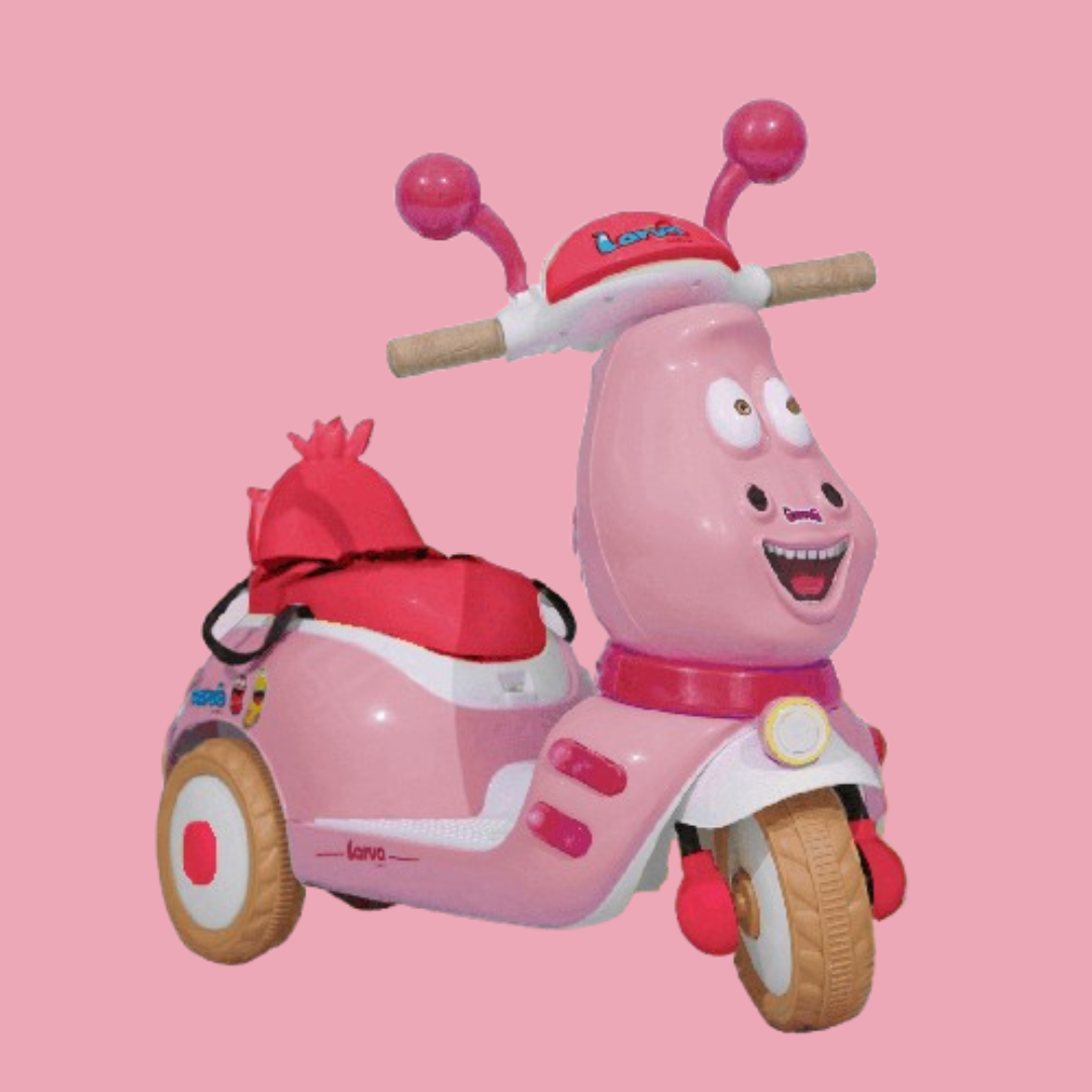 Baby Moo Whimsical Cartoon Kids Electric 3-Wheel Ride-On Bike Motorcycle Scooter Rechargeable Battery-Powered with Music & Lights - Pink