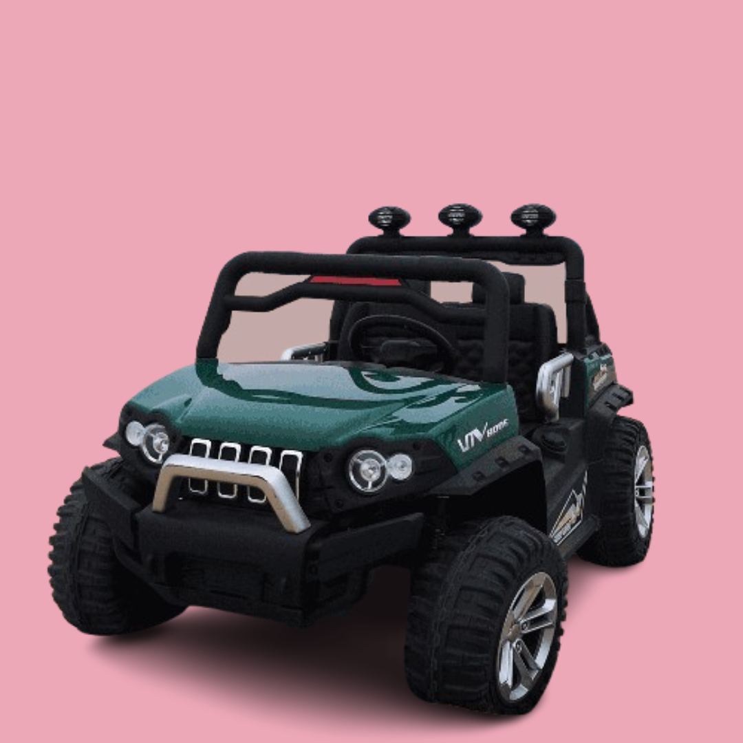 Baby Moo Wrangler 4X4 Battery Operated Electric Ride On Jeep With Rechargeable 12V Battery, Remote Control - Green