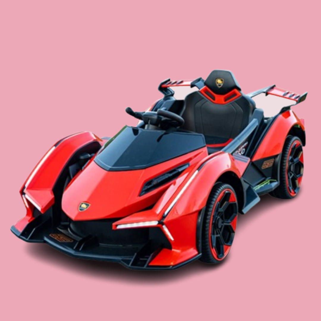 Baby Moo Lambo Ride-On Sports Car | 12V Kids Electric Toy Vehicle | Parental Remote Control | USB MP3 Player | Ages 1-6 - Red