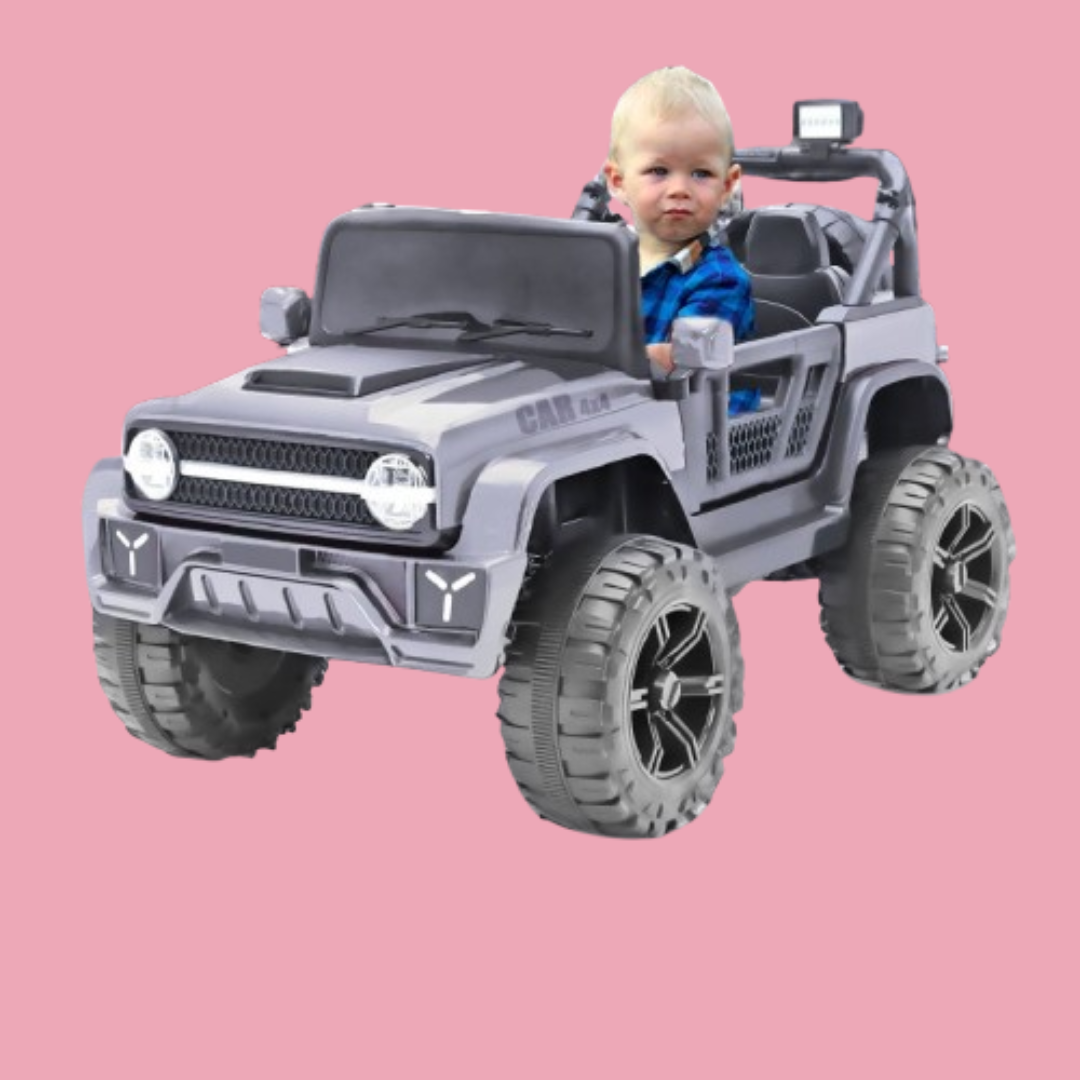 Baby Moo Ride On Jeep For Kids With Rechargeable 12V Battery Remote Control Double Seat - Grey