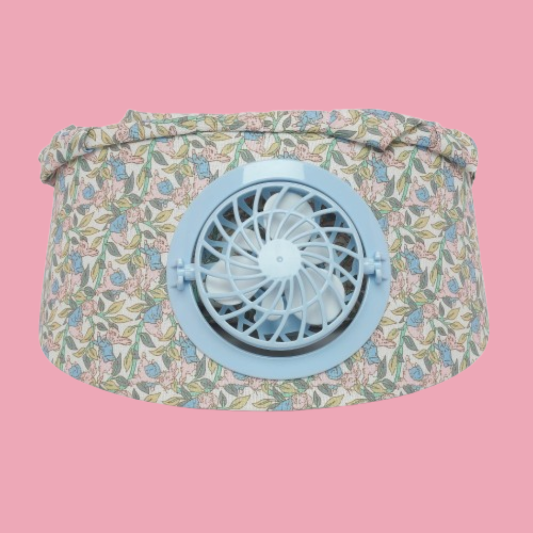 Kids/women USB charging face mask with fan breathable sun hat summer UV protection neck cover cap Visor ( plant )