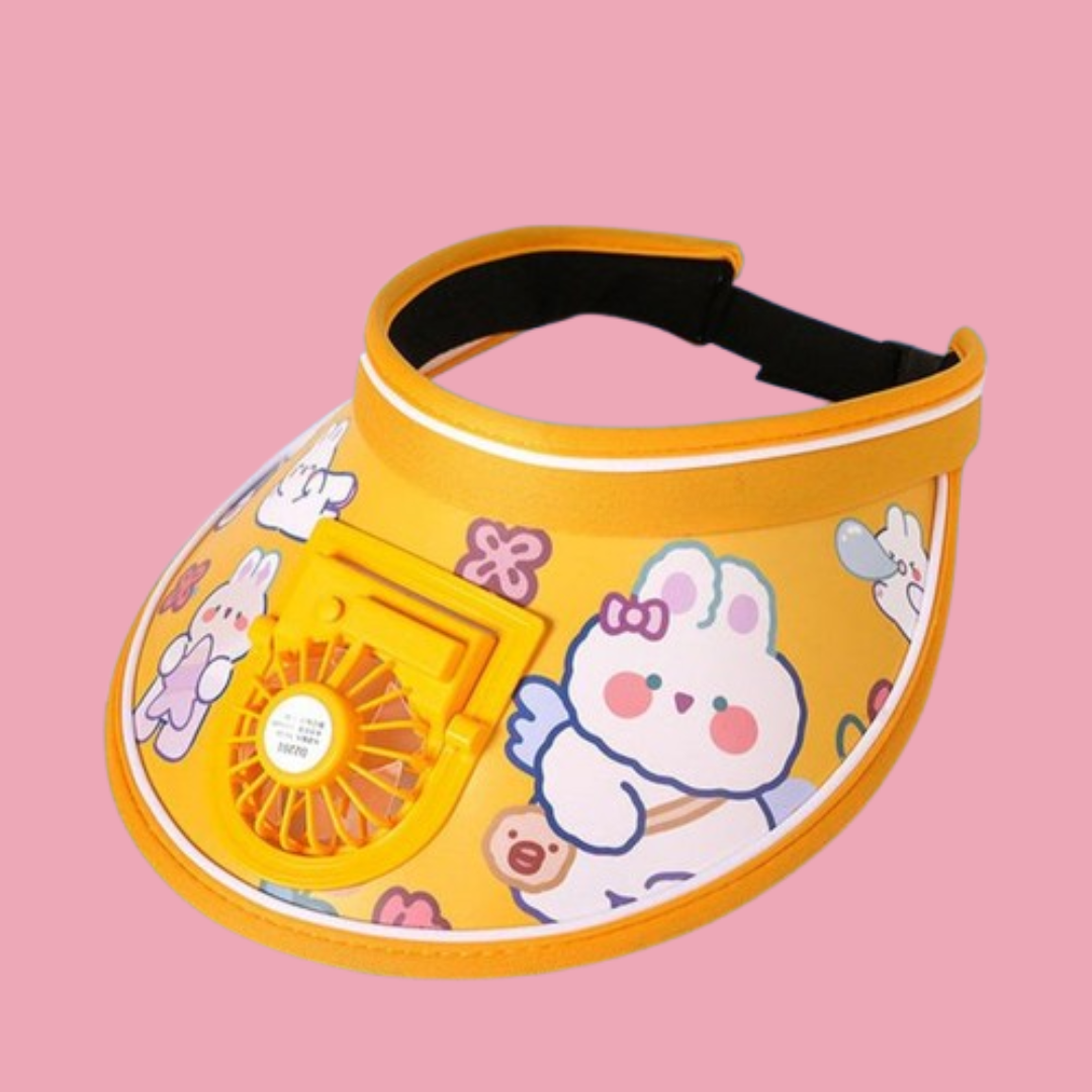 Stay Cool and Stylish with our Animal-Themed Summer Sun Visor Cap: Adjustable Strap and Built-in Fan