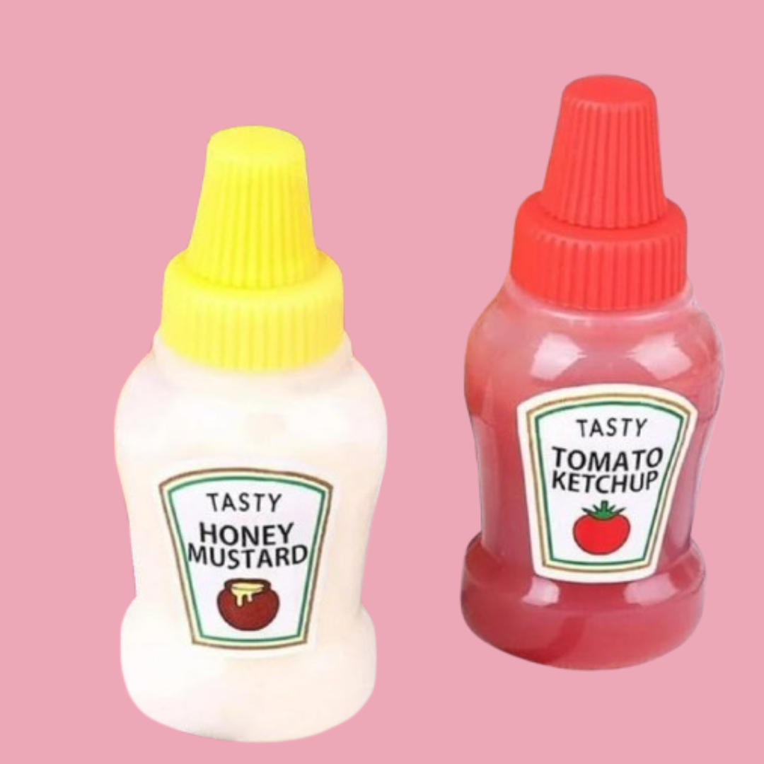 Mini ketchup bottles,25 ml refillable, cute best for tiffins and travel (set of 2)