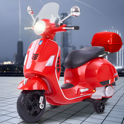 Baby Moo Vespa Rechargeable Battery Operated Bike With Music & Light Without Remote - Red