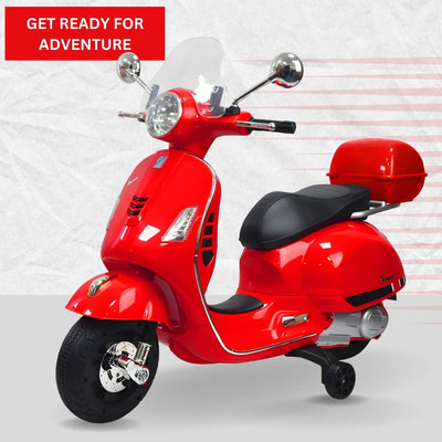 Baby Moo Vespa Rechargeable Battery Operated Bike With Music & Light Without Remote - Red