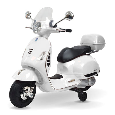 Baby Moo Vespa Rechargeable Battery Operated Bike With Music & Light With Remote - White