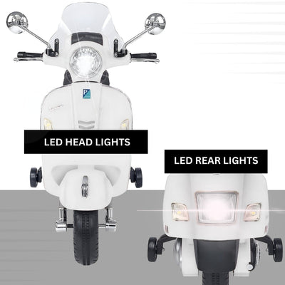 Baby Moo Vespa Rechargeable Battery Operated Bike With Music & Light With Remote - White