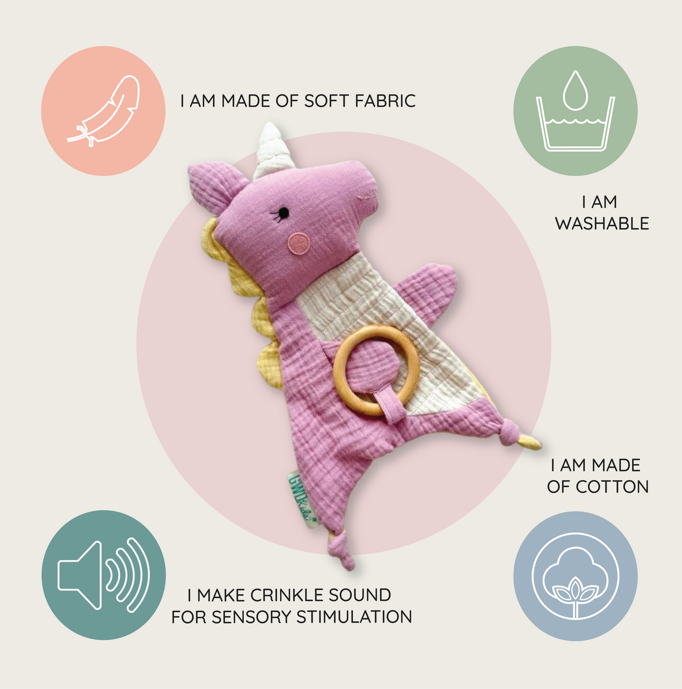 Unicorn Crinkle Toy
