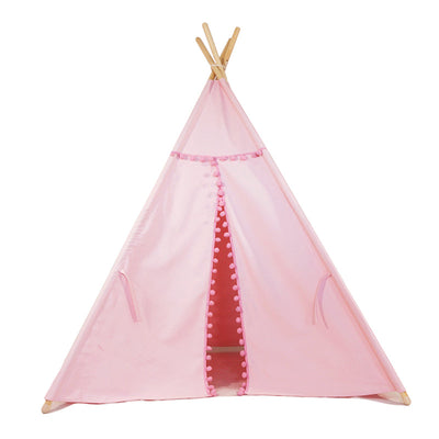 Tent/Tepee - Pink with Pom Poms